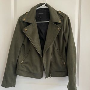 Banana republic army green suede jacket. Brand new condition. Gold detail.